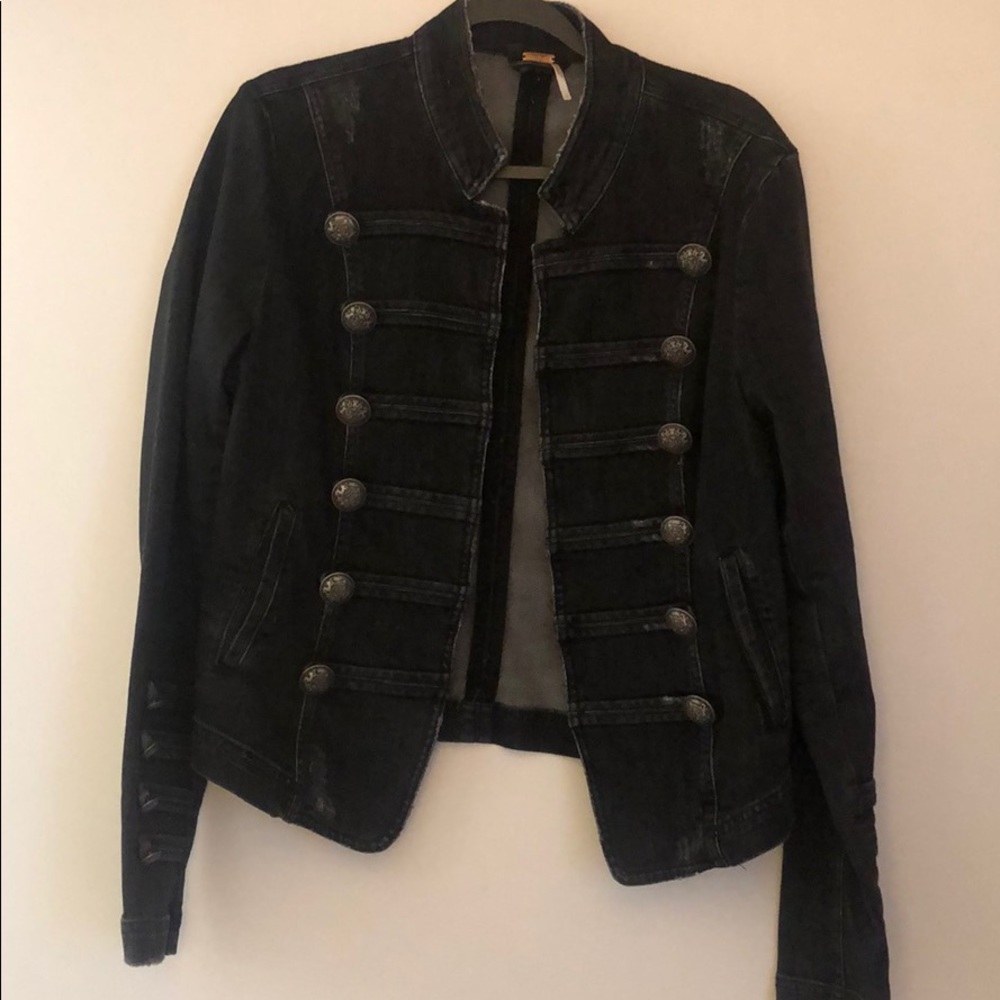 Free people black denim jacket